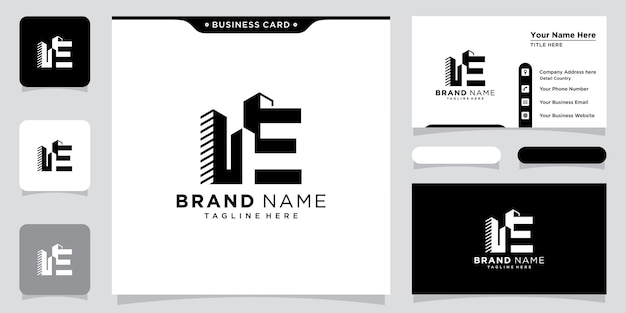 Building with initial e letter monogram logo design