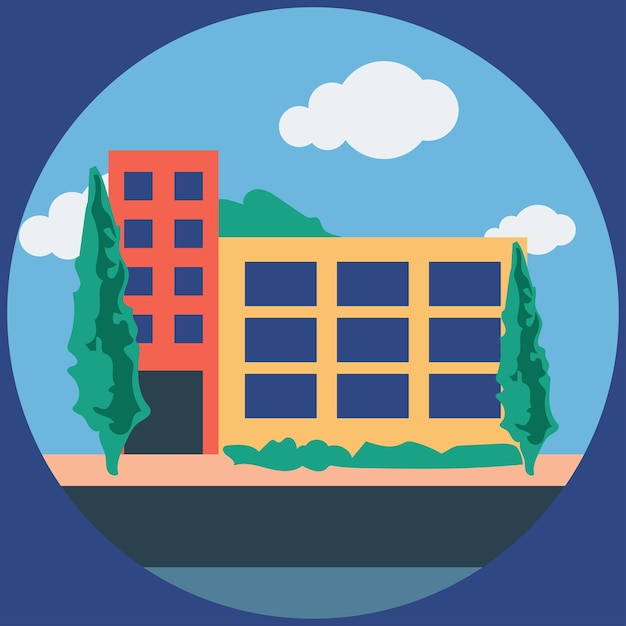 Buildings icon vector set Bank school courthouse university library Architecture concept