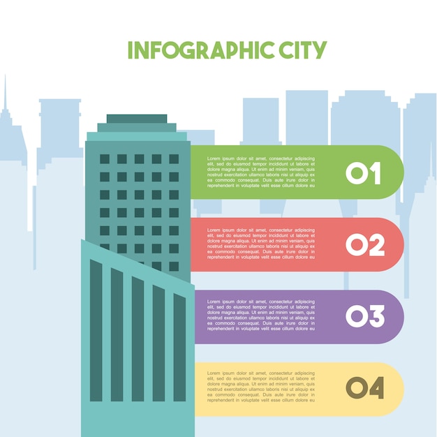 Vettore presentazione della città di infografica di edifici