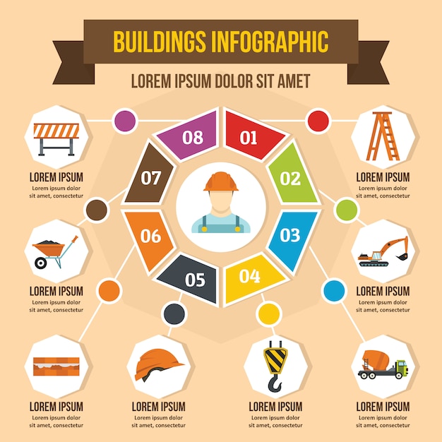 Vector buildings infographic concept, flat style