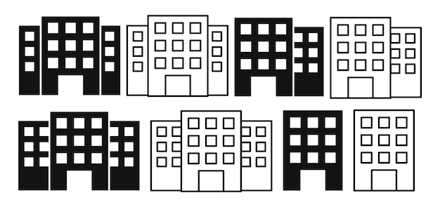 建物ライン アイコン セット建築コンセプトはオフィス都市不動産ベクトル図のようなトピックに使用できます。