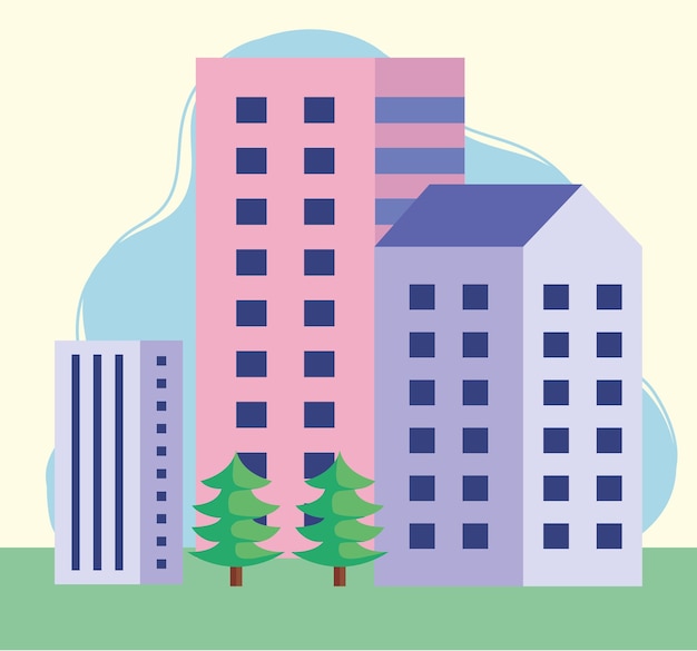 buildings and pines city
