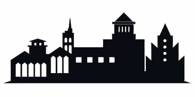 buildings silhouette vector on white background