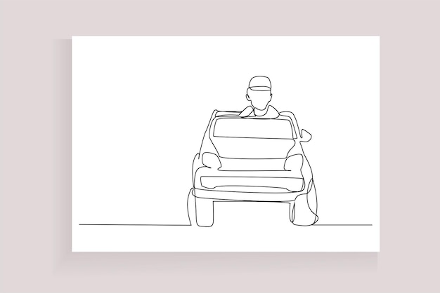 Paragraaf oppervlakte Aktentas Buiten in de speelgoedauto rijdt een jongetje in de auto | Premium Vector