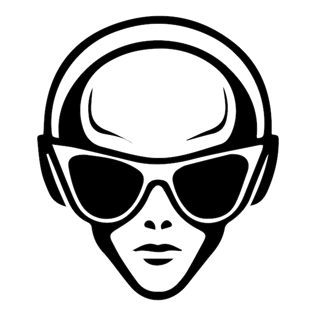 buitenaards wezen met zonnebril iconische logo vectorillustratie