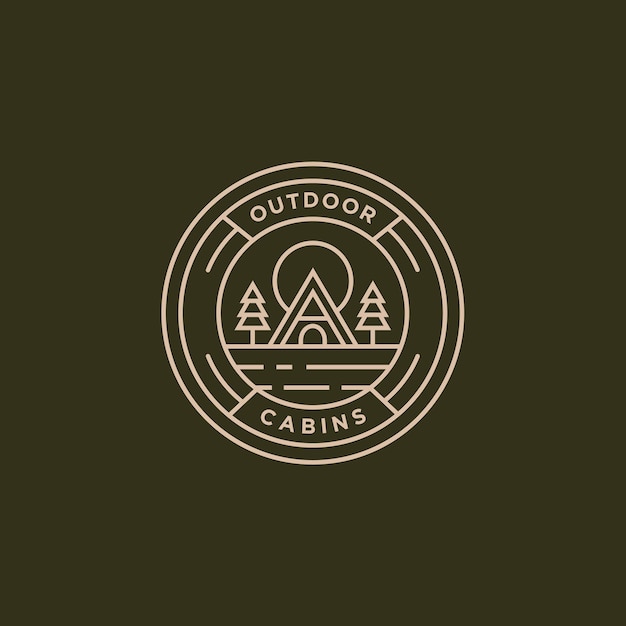 buitenhutten avontuur minimalistisch lijntekeningen logo sjabloon vector illustratie ontwerp