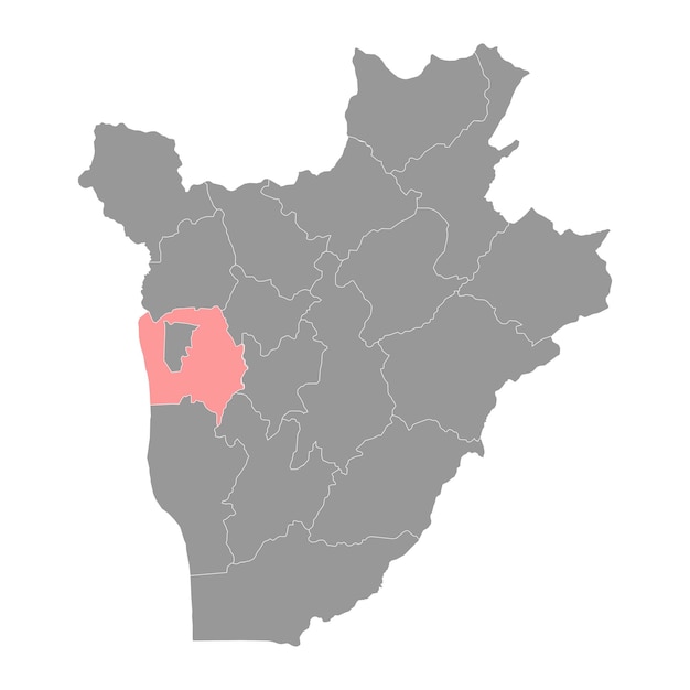 Vector bujumbura rural province map administrative division of burundi