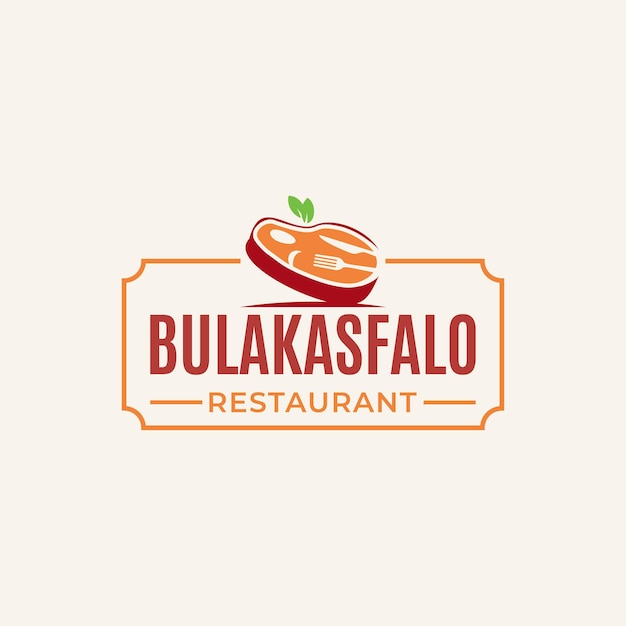 Bulakasfalo Meat Delicious レストランのロゴデザインベクトルがビジネスに適しています Meat Restaunt