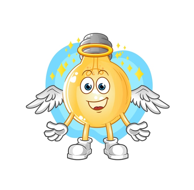 Bulb angel with wings vector. cartoon character