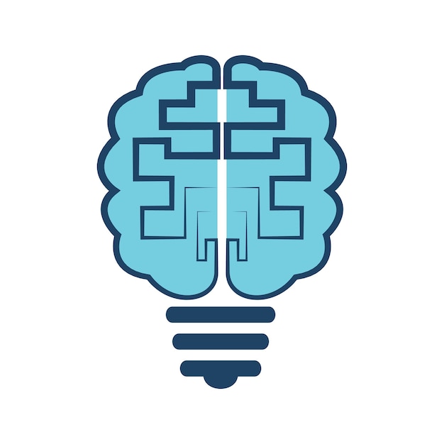 Bulb and brain logo design Creative light bulb idea brain vector icon