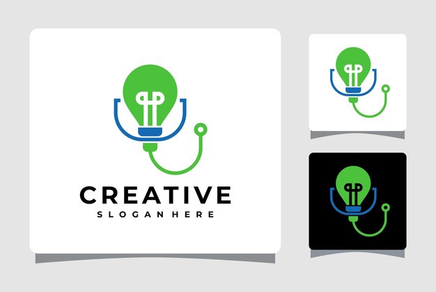 Ispirazione per il design del modello di logo del logo dell'idea del medico della lampadina