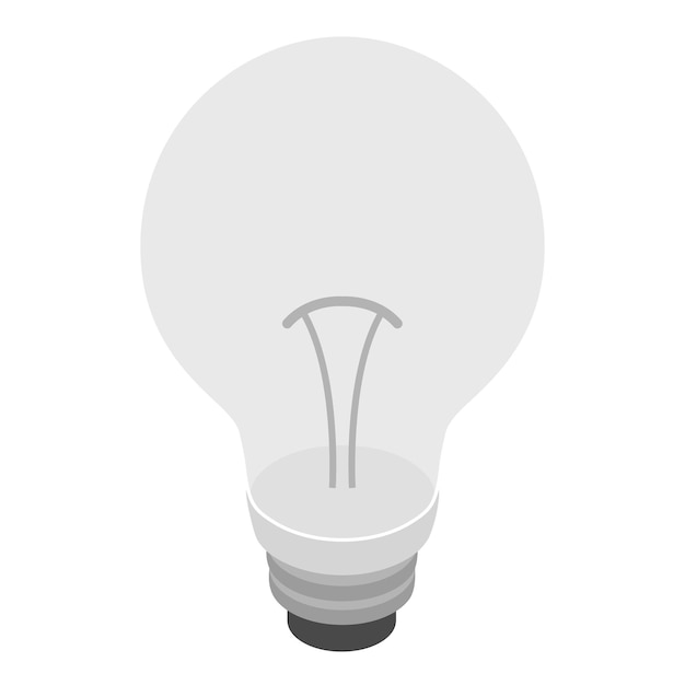 Vector bulb icon in isometric 3d style on a white background