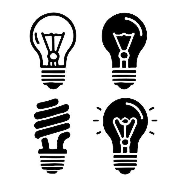Bulb Icons Set Vector