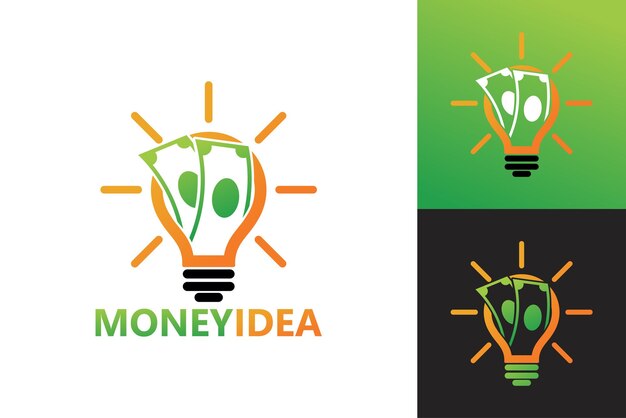 Lampadina idea soldi logo modello premium vector