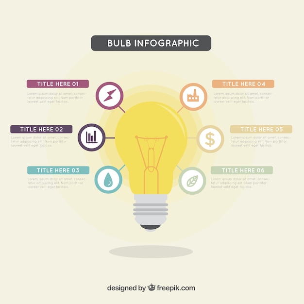 Vector bulb infographic template with different colors