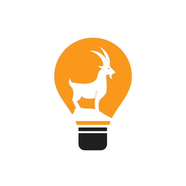 Vector bulb lamp goat logo template vector design