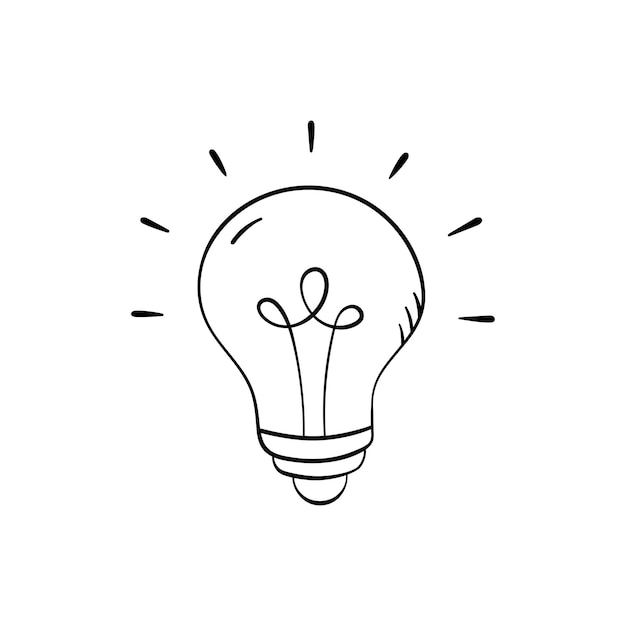 Bulb ligh in doodle style vector illustration Lightbulb graphic symbol for print and design