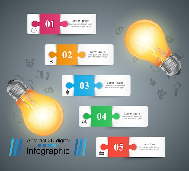 Лампочка, свет, электрический бизнес инфографики