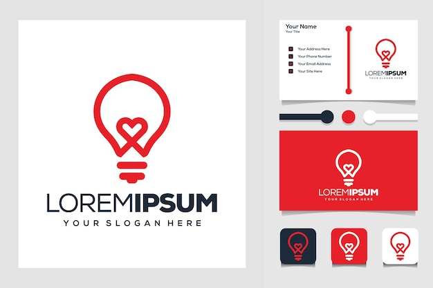 bulb love modern logo design business card template