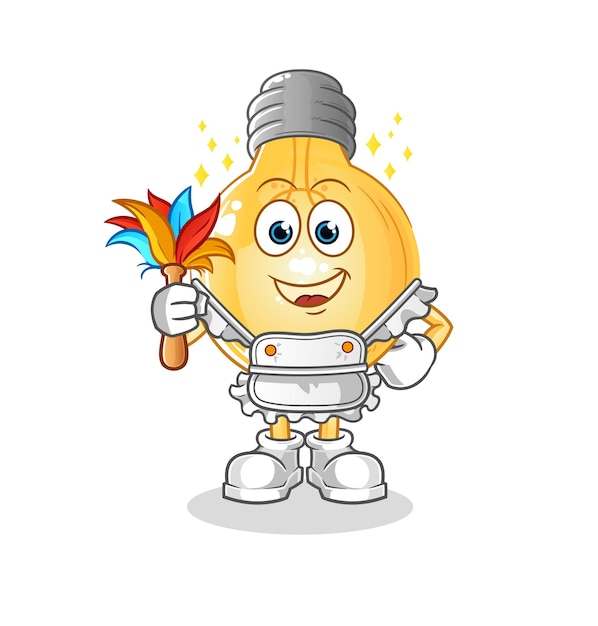 Bulb maid mascot. cartoon vector