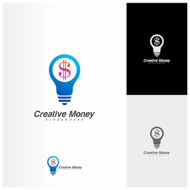 Vector bulb money logo design vector creative money logo template icon symbol