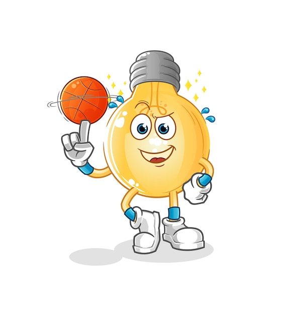 Bulb playing basket ball mascot. cartoon vector