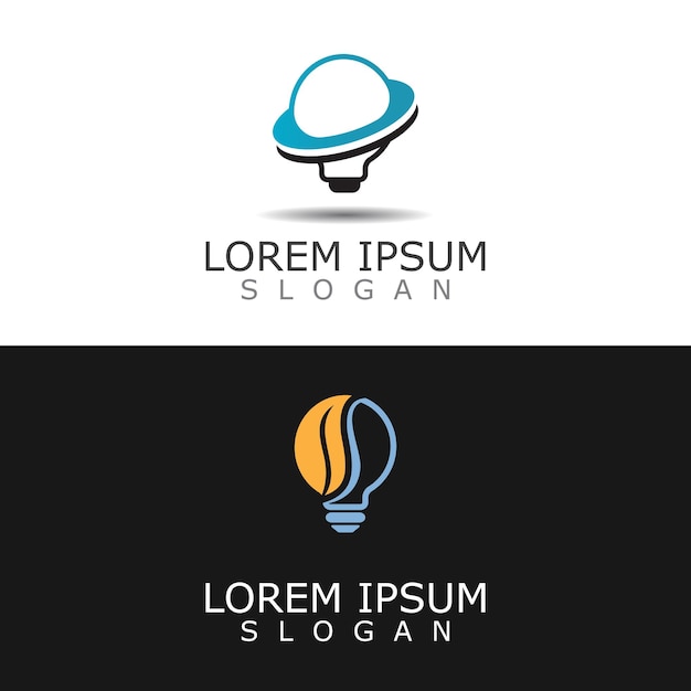 Bulb smart Light logo idea design of digital colorful symbol and icon lamp vector