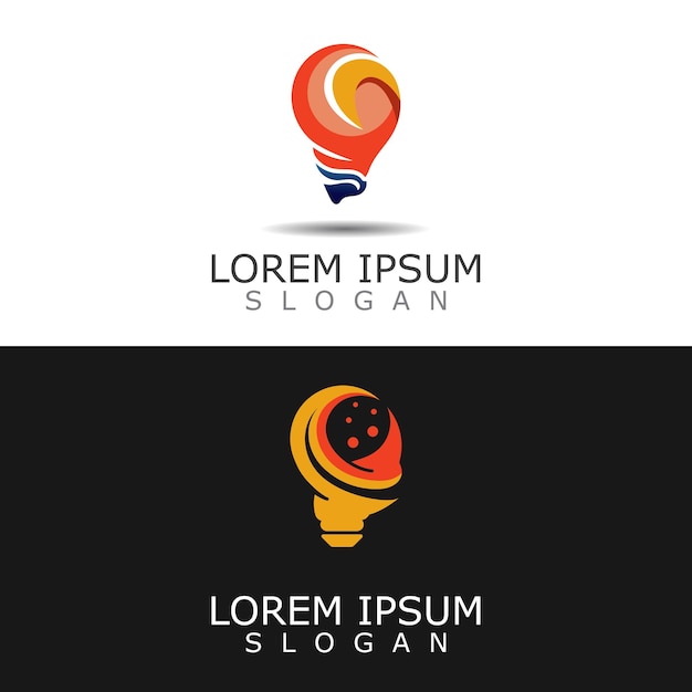 Bulb smart Light logo idea design of digital colorful symbol and icon lamp vector