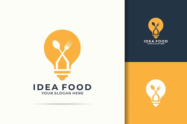 Лампочка, ложка, вилка, умная еда, меню, вдохновение, логотип