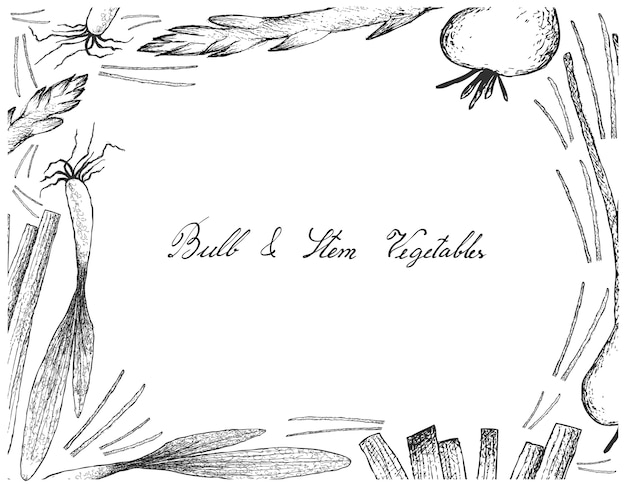 Рамка из луковицы и стебля на белом фоне