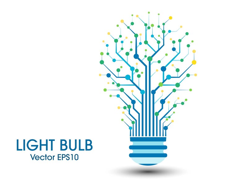 Vector bulb tech on circuit icon innovation technology concept business idea inspiration brainstorming creativity flat icon vector and illustration