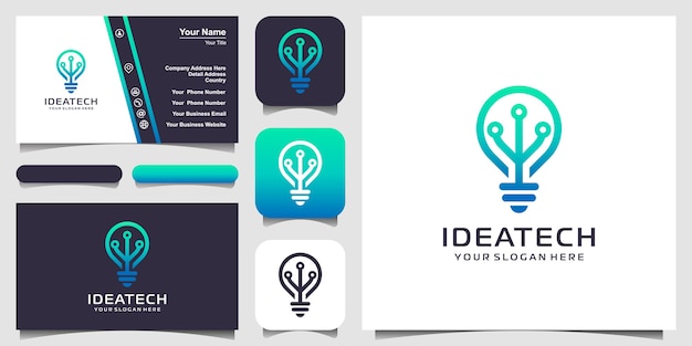 Bulb tech on Circuit logo design and business card design