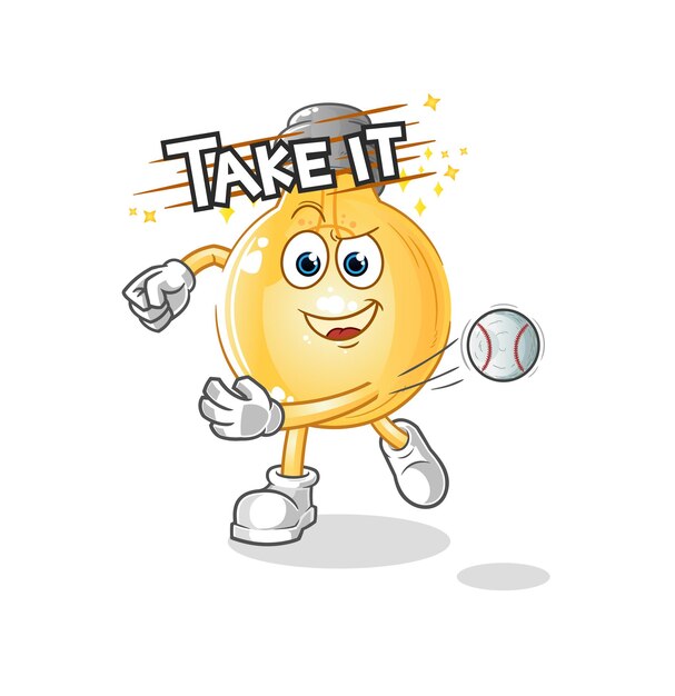 Bulb throwing baseball vector. cartoon character