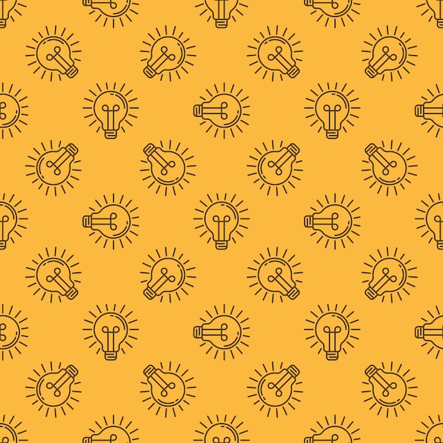 Vector bulb vector idea concept line yellow seamless pattern