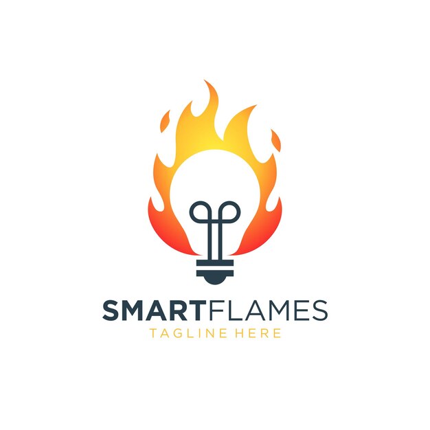 Bulb with flames logo design eenvoudige en moderne vectorillustratie