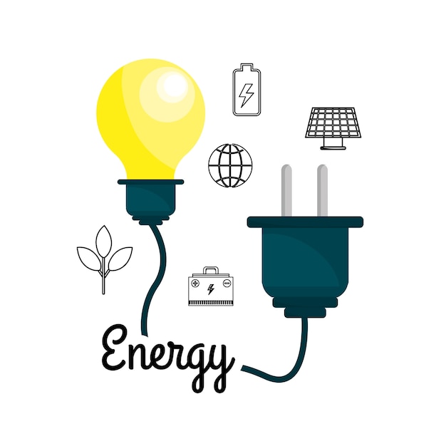 bulb with power cable and environment icons