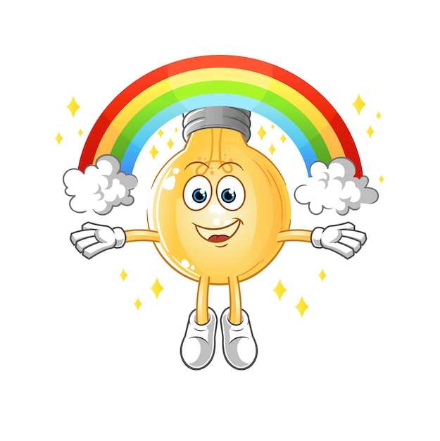 Bulb with a rainbow. cartoon vector