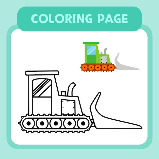 Buldozer coloring page premium vector for kids and collection