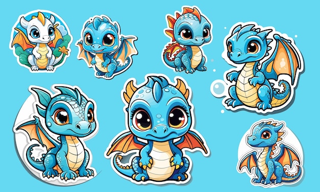 Bule Baby Dragon Sticker Vector stijl