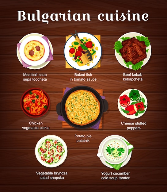 Bulgaarse keuken restaurant menu vector pagina