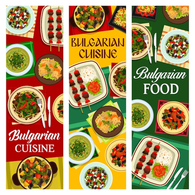 Bulgaarse keuken vector banners voedsel van Bulgarije