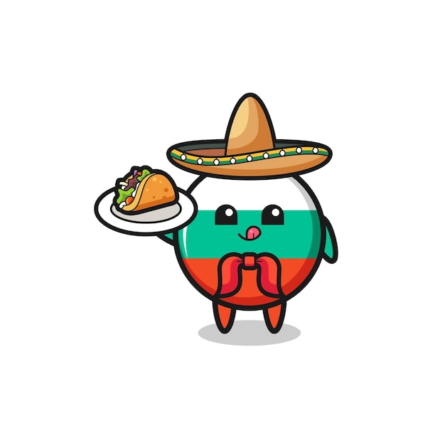 Bulgaarse vlag Mexicaanse chef-kok mascotte met een schattig taco-ontwerp