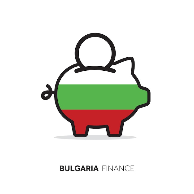 Concetto economico della bulgaria salvadanaio con bandiera nazionale