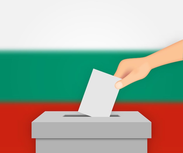 Bulgaria election banner background Ballot Box with blurred fla Template for your design