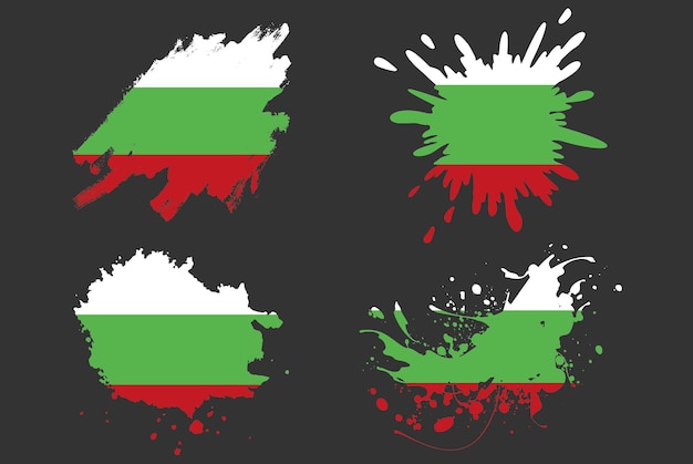 Векторный набор кистей с флагом Болгарии, логотип страны, актив, краска, гранж, иллюстрация, концепция