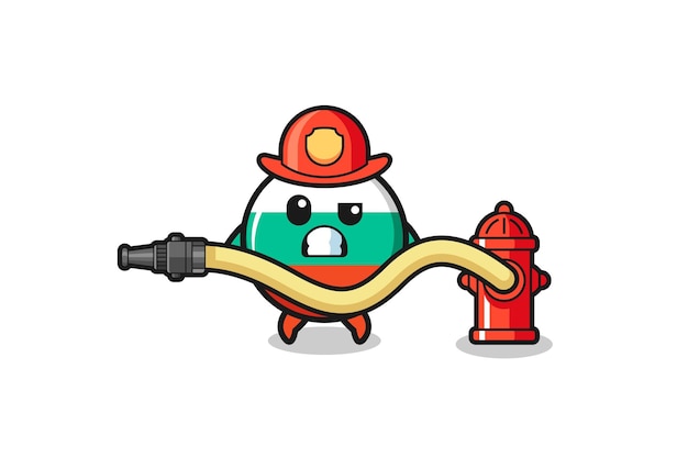 Bulgaria flag cartoon as firefighter mascot with water hose