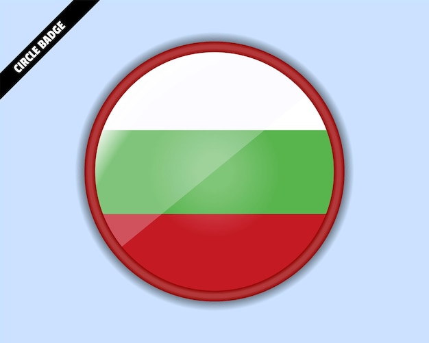 Bulgaria flag circle badge vector design rounded sign with reflection