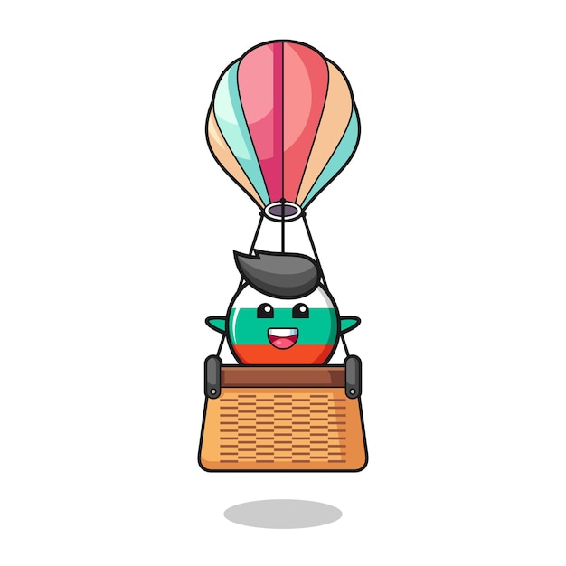 Vector bulgaria mascot riding a hot air balloon