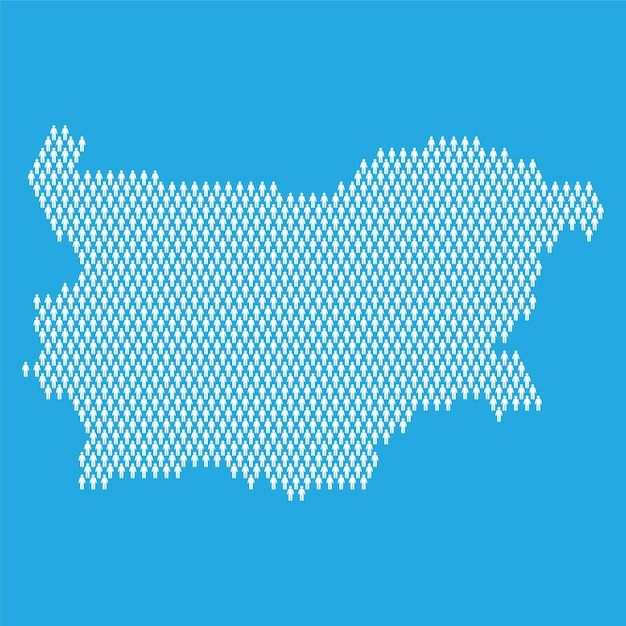 Статистическая карта населения Болгарии, сделанная из фигурок людей