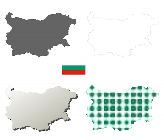 Bulgaria vector outline map set